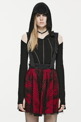 Red Double-Layer Hollow Stitching Lace Mesh Women's Gothic Skirt